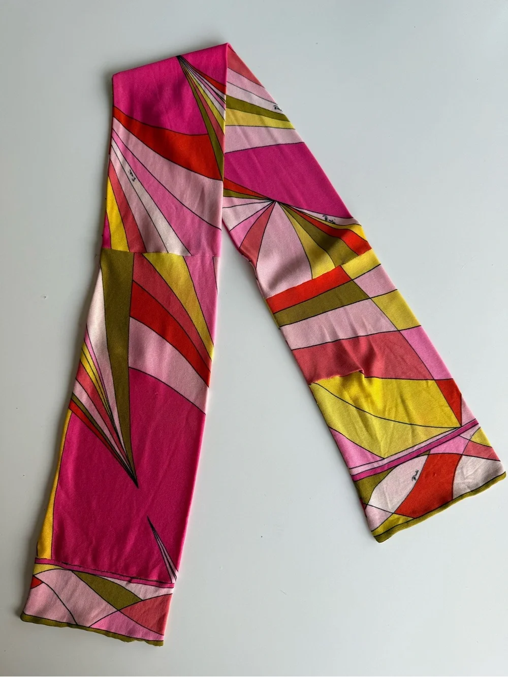 Vintage 60s 70s Mod Scarf Pink Geometric Pucci Style Psychedelic Stretch